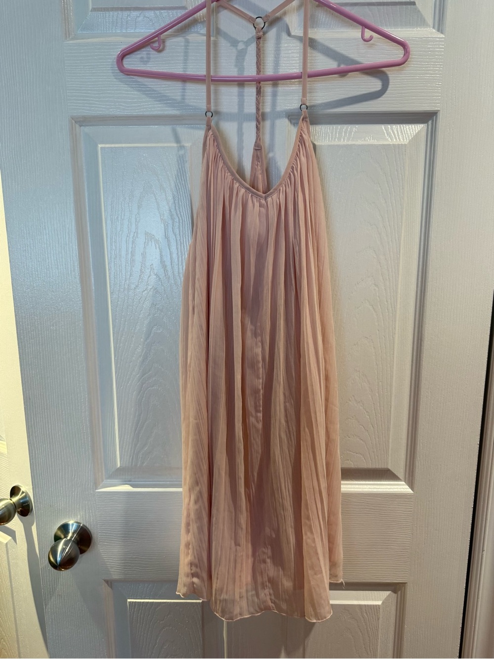 Abercrombie & Fitch Light Pink Pleated Spaghetti Strap Dress